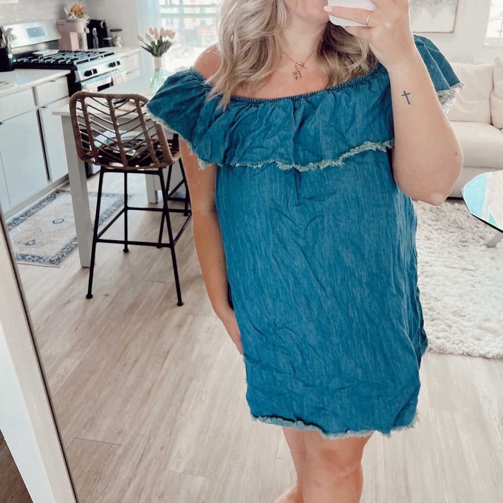 Mossimo Off the Shoulder Chambray Dress size Large